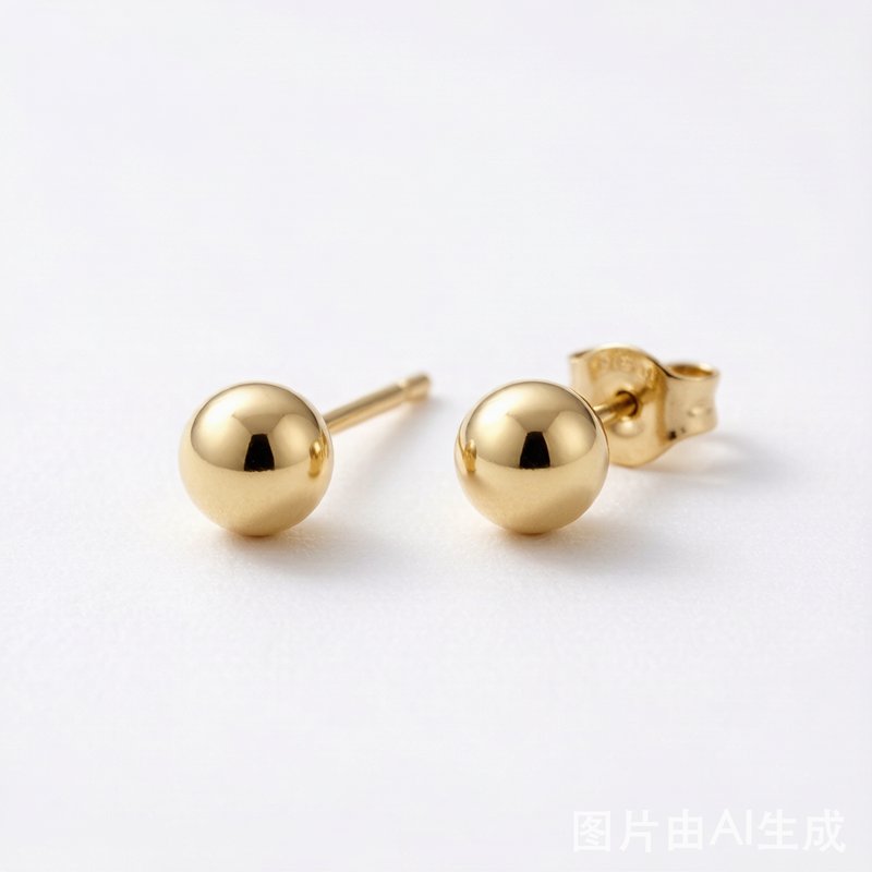 Solid Gold Ball Stud Earrings