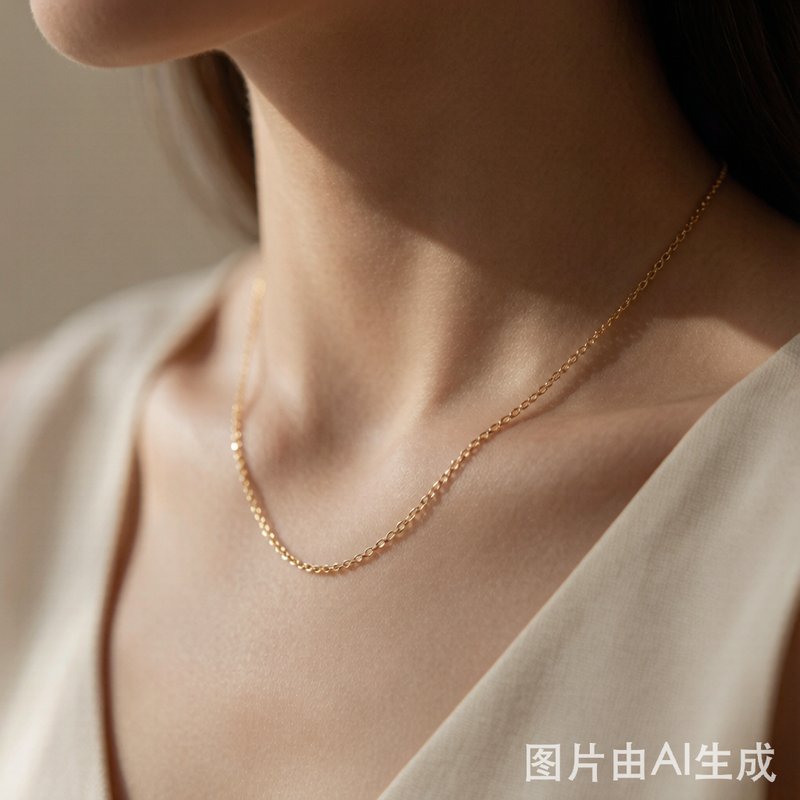 Solid Gold Delicate Chain Necklace