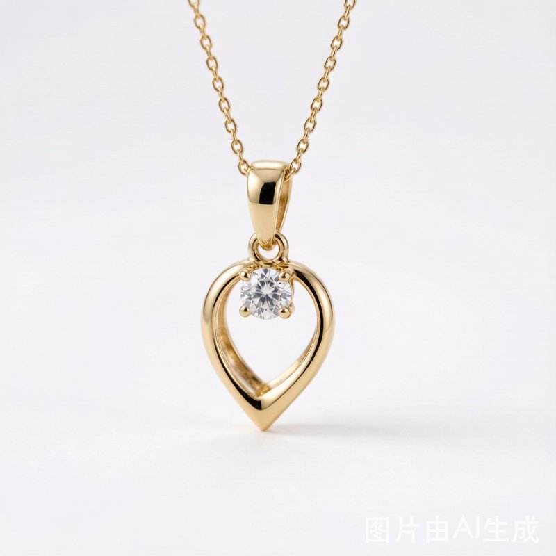 Solid Gold Moissanite Teardrop Pendant