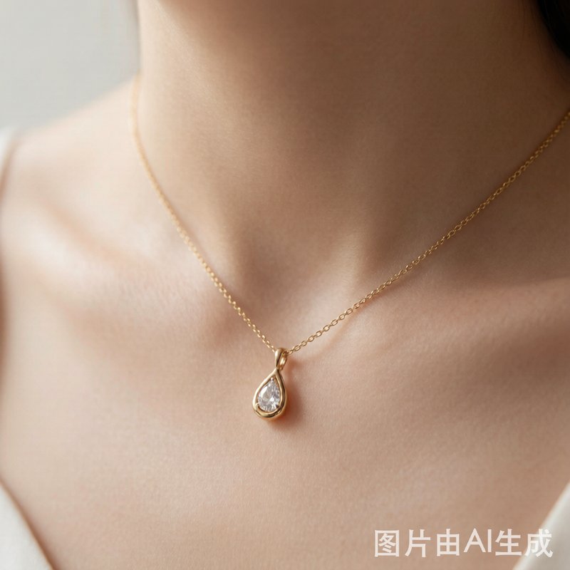Solid Gold Moissanite Teardrop Pendant