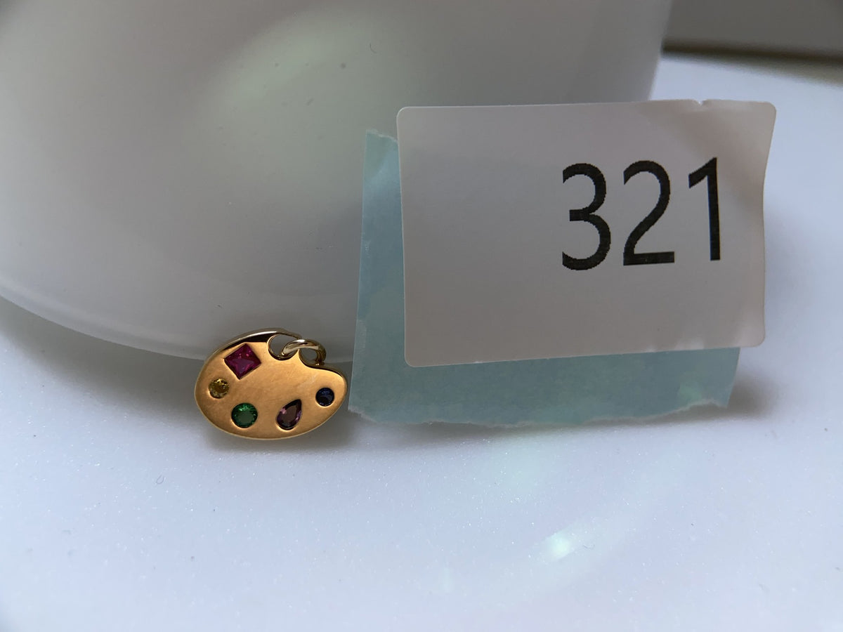 Actual product photo of 14K Solid Gold Artist Palette Pendant, reference view 2