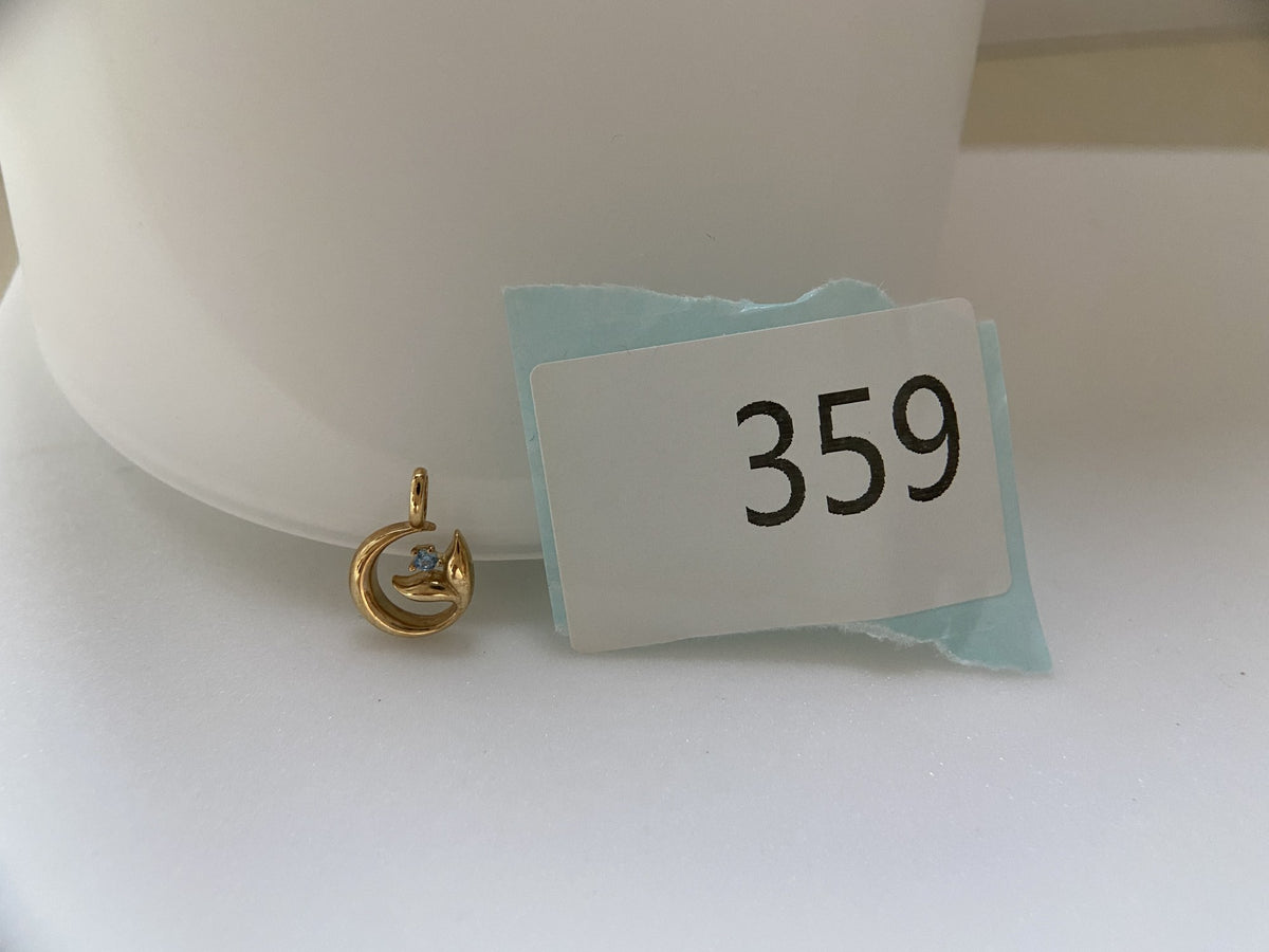 Actual product photo of 14K Solid Gold Cat and Moon Pendant, reference view 1
