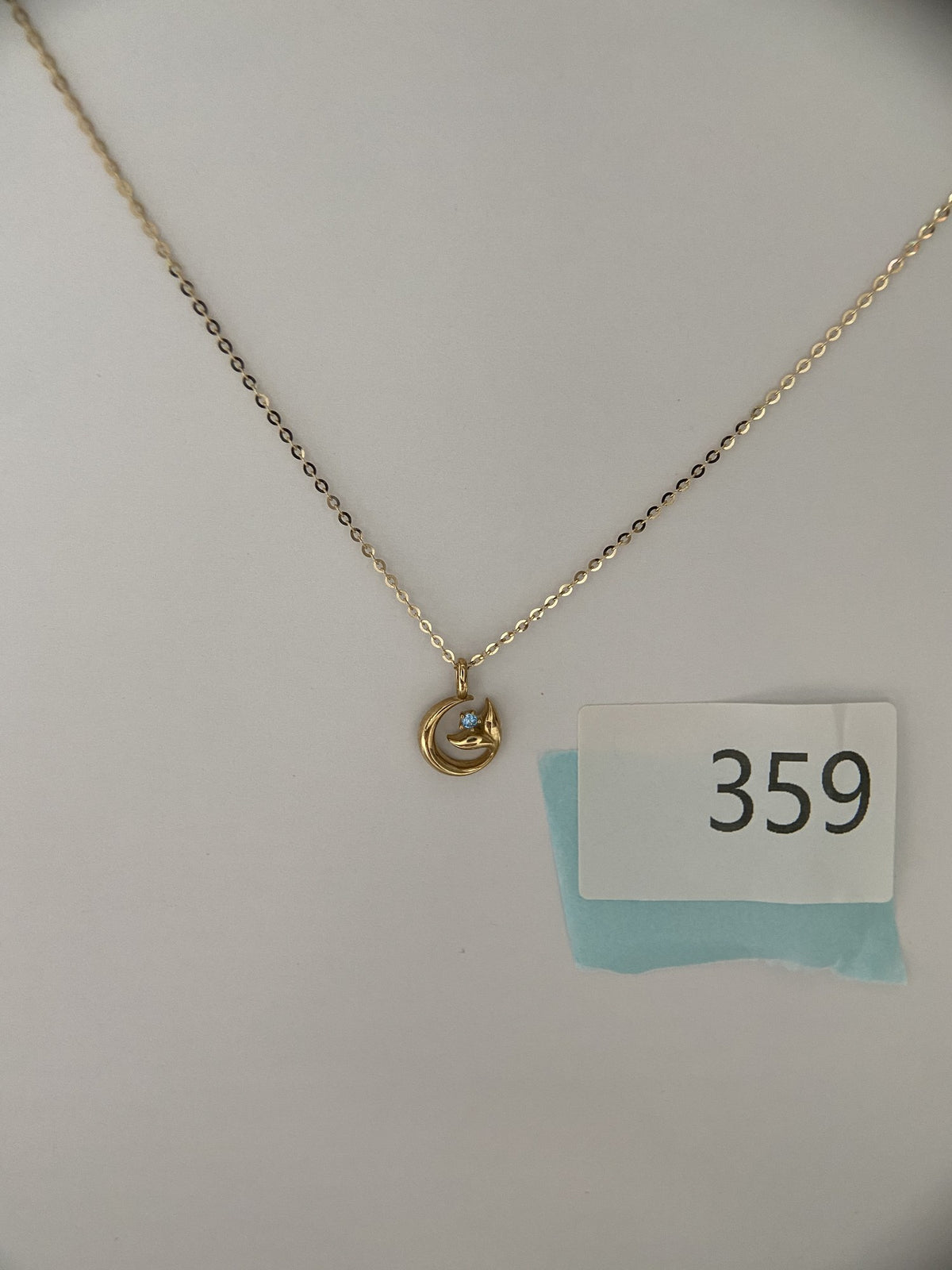 Actual product photo of 14K Solid Gold Cat and Moon Pendant, reference view 2