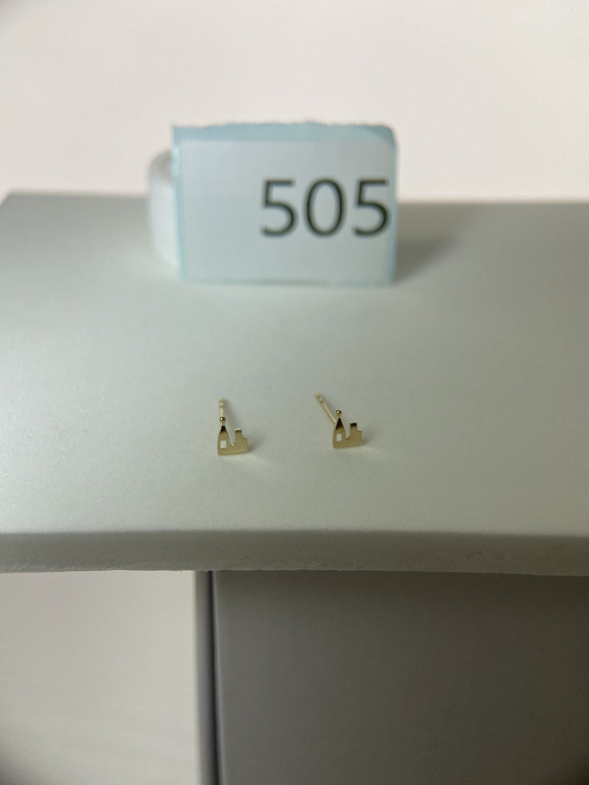 Actual product photo of 14K Solid Gold City Skyline Stud Earrings, reference view 1