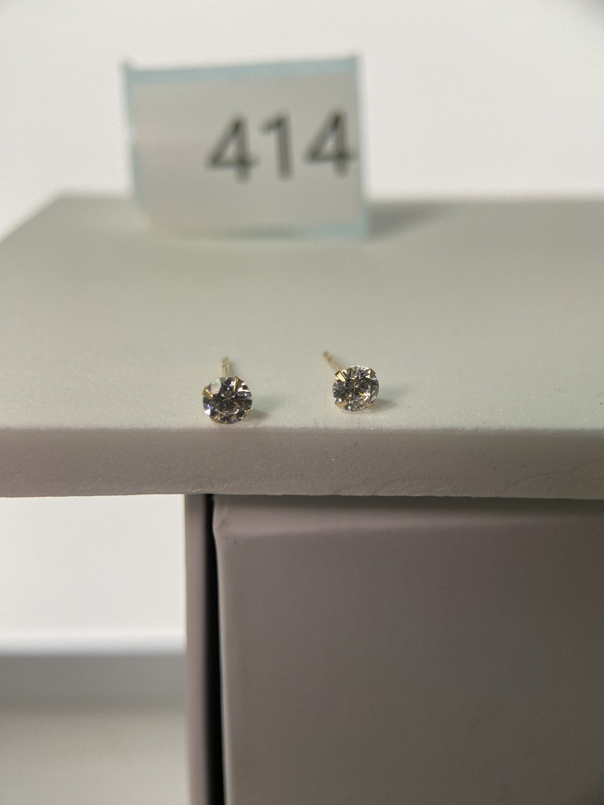 Actual product photo of 14K Solid Gold Classic Round Solitaire Stud Earrings, reference view 1