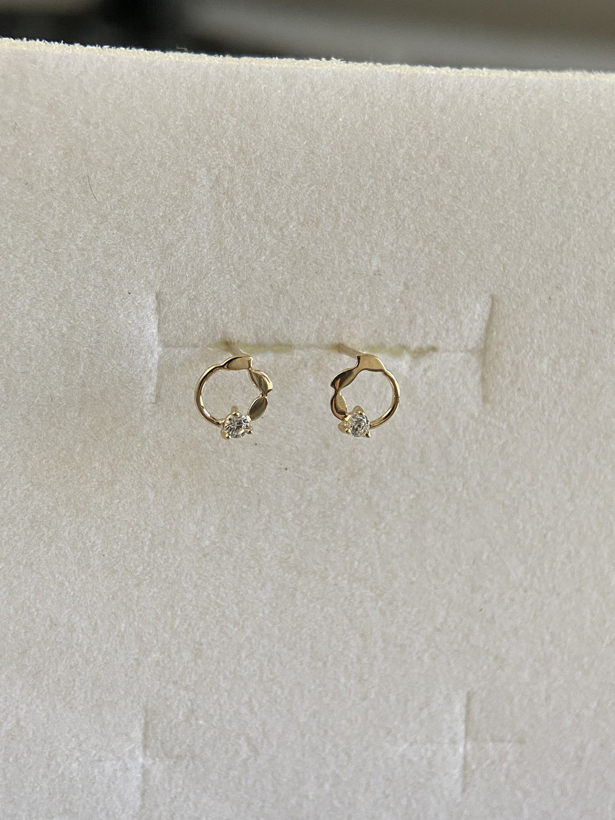 Actual product photo of 14K Solid Gold Crescent Star Stud Earrings, reference view 1