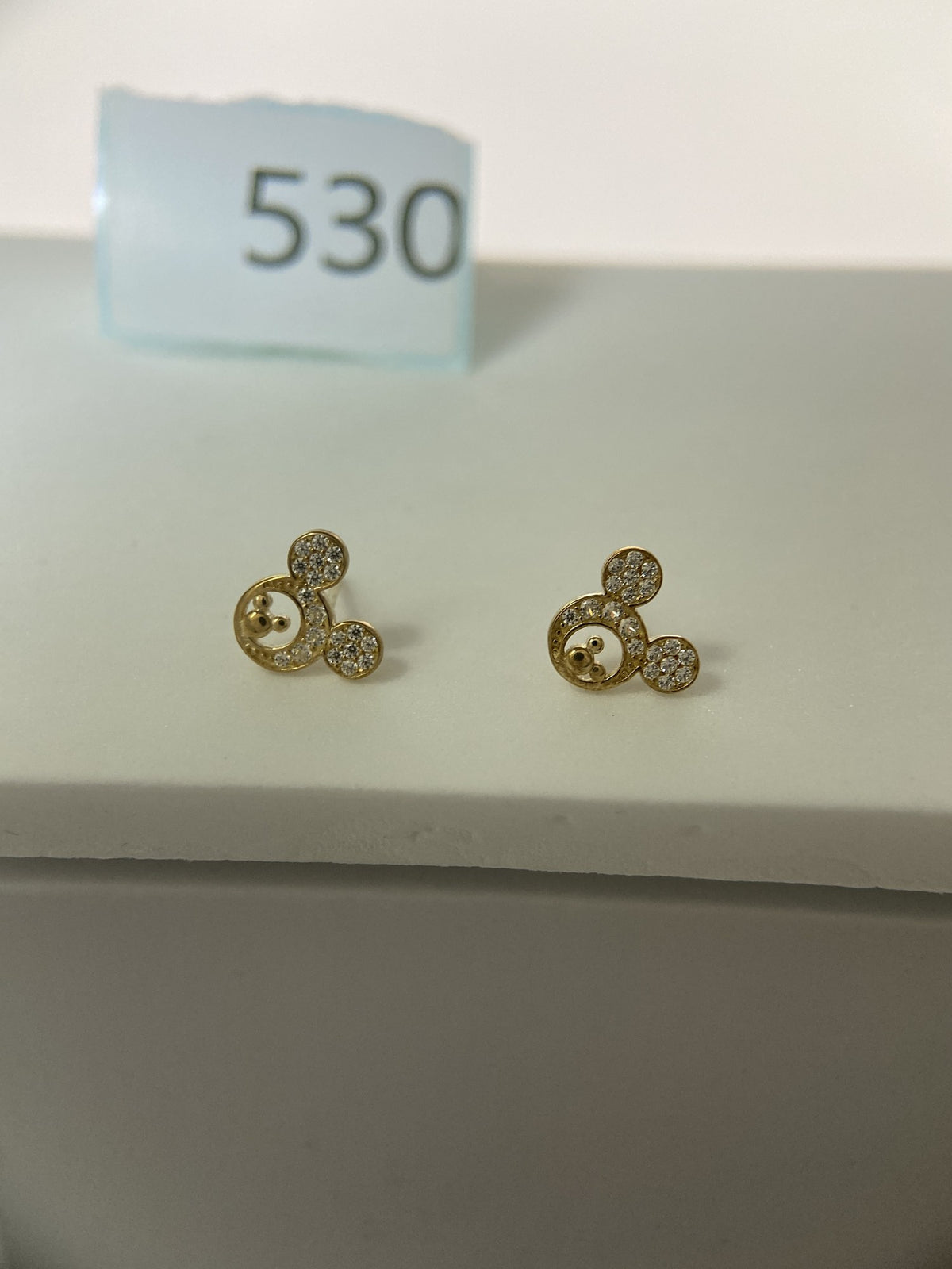 Actual product photo of 14K Solid Gold Crystal Bear Paw Stud Earrings, reference view 1