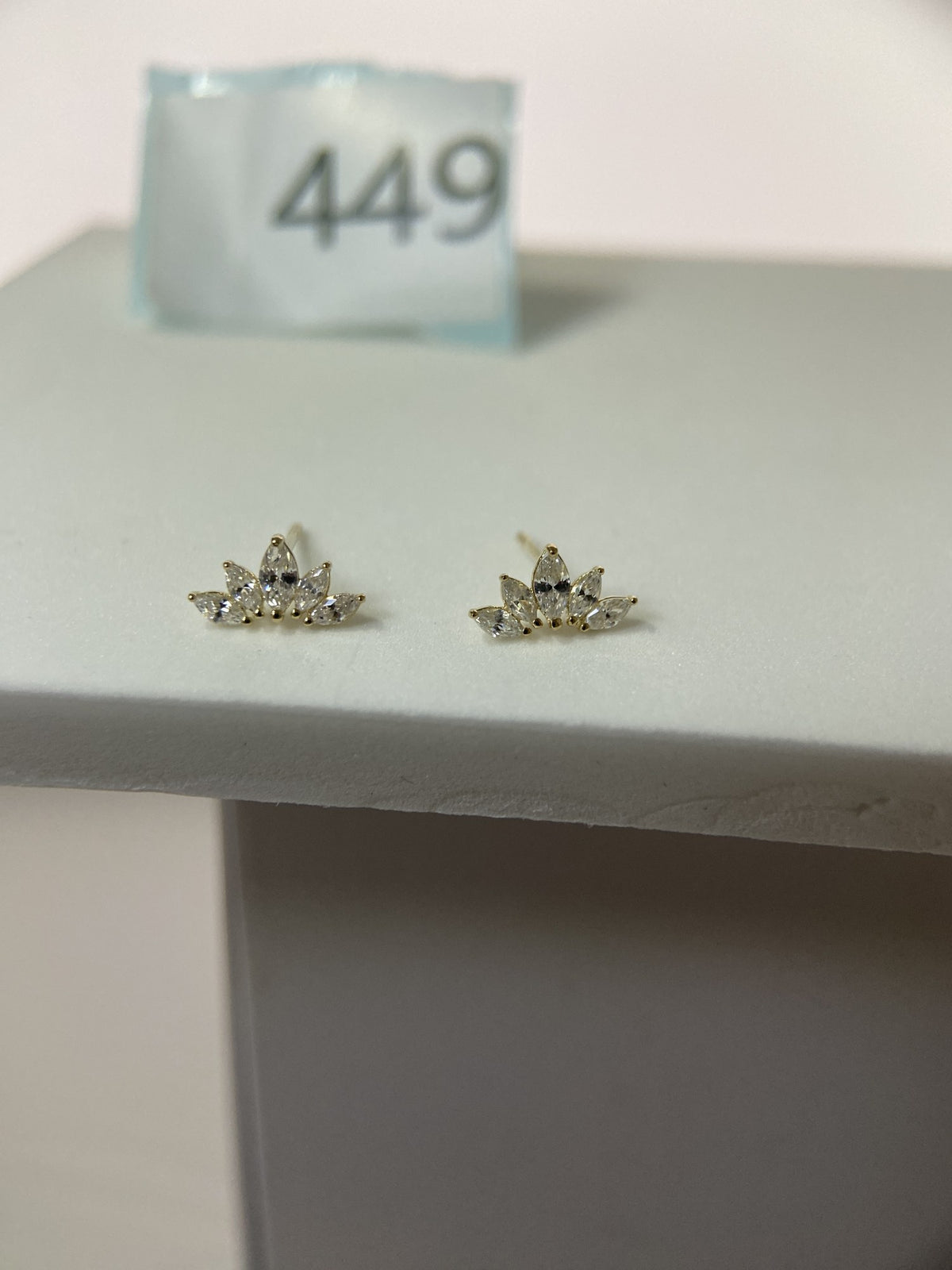 Actual product photo of 14K Solid Gold Crystal Lotus Stud Earrings, reference view 1