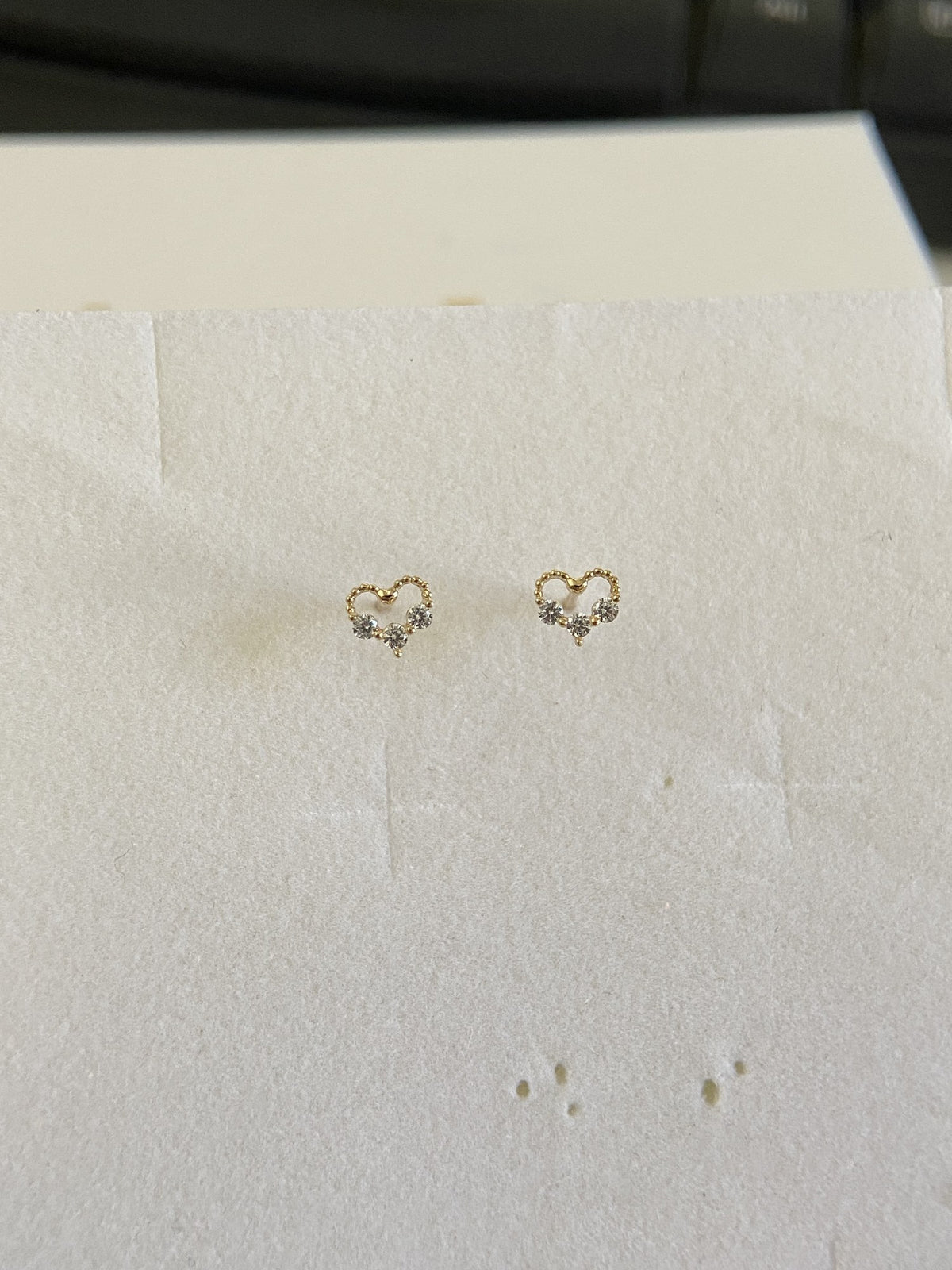 Actual product photo of 14K Solid Gold Crystal Owl Stud Earrings, reference view 1
