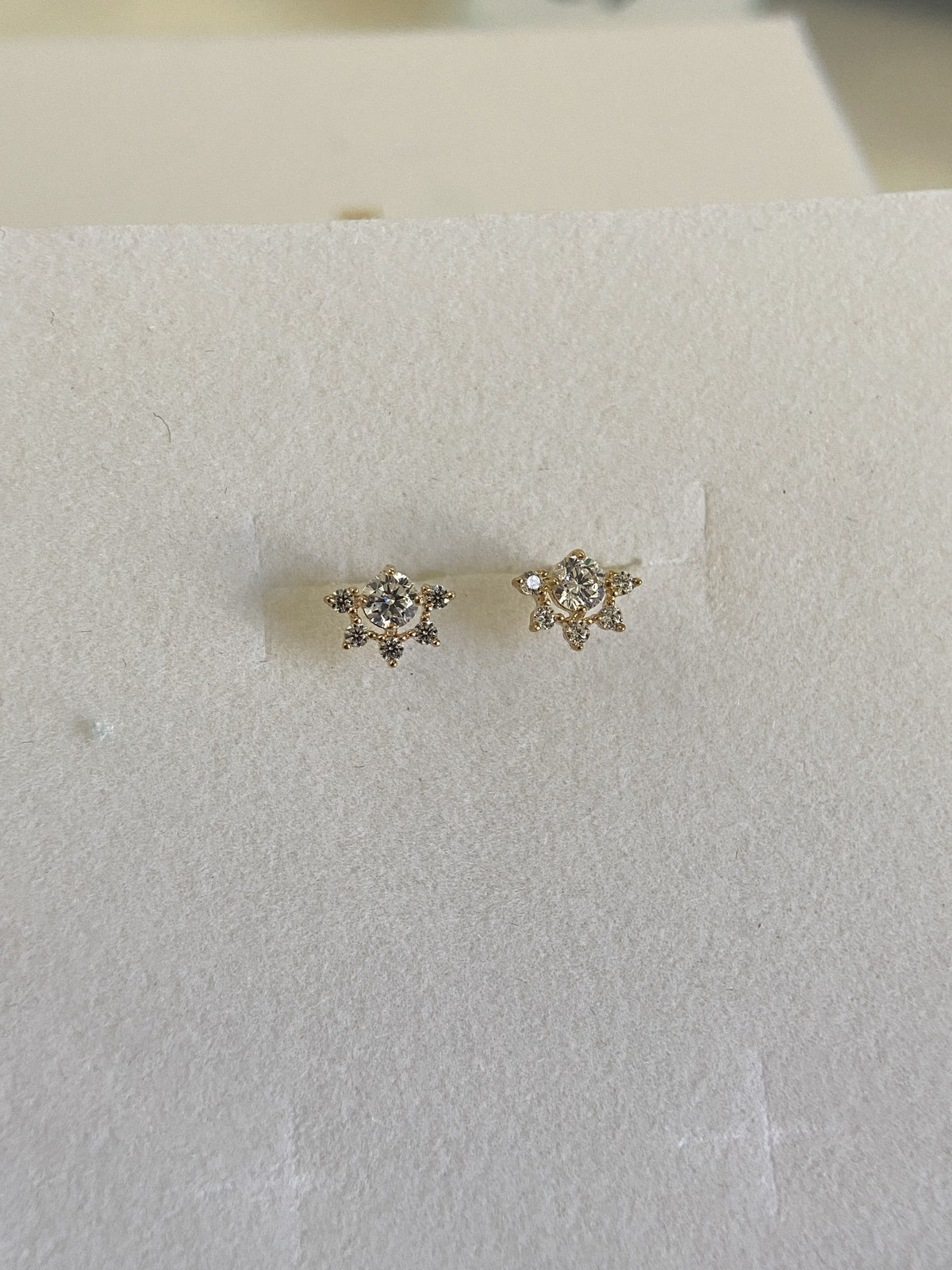 Actual product photo of 14K Solid Gold Crystal Snowflake Stud Earrings, reference view 1