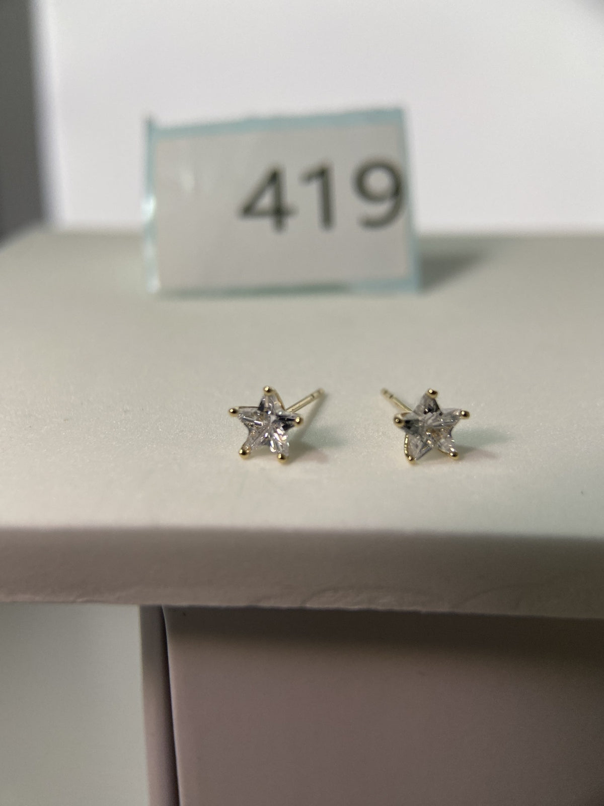 Actual product photo of 14K Solid Gold Crystal Star Stud Earrings, reference view 1