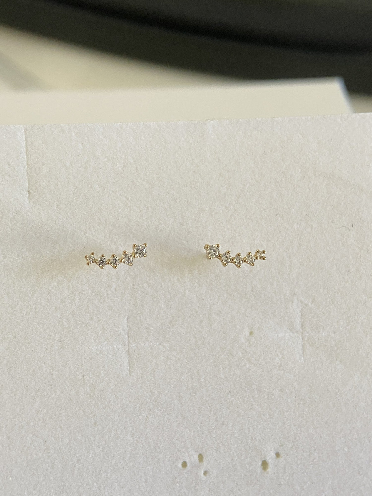 Actual product photo of 14K Solid Gold Crystal Tiara Stud Earrings, reference view 1