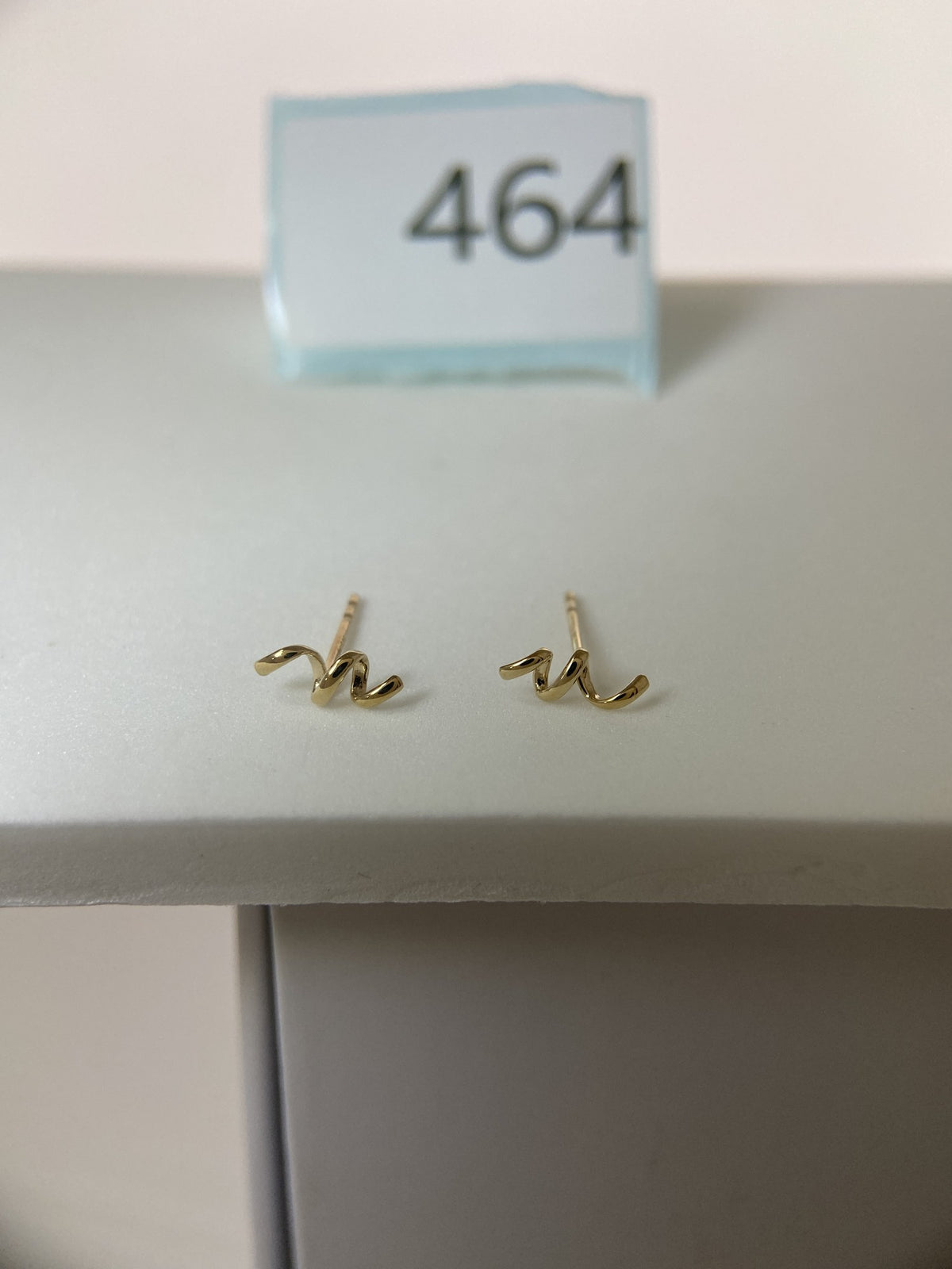 Actual product photo of 14K Solid Gold Crystal Wave Climber Stud Earrings, reference view 1