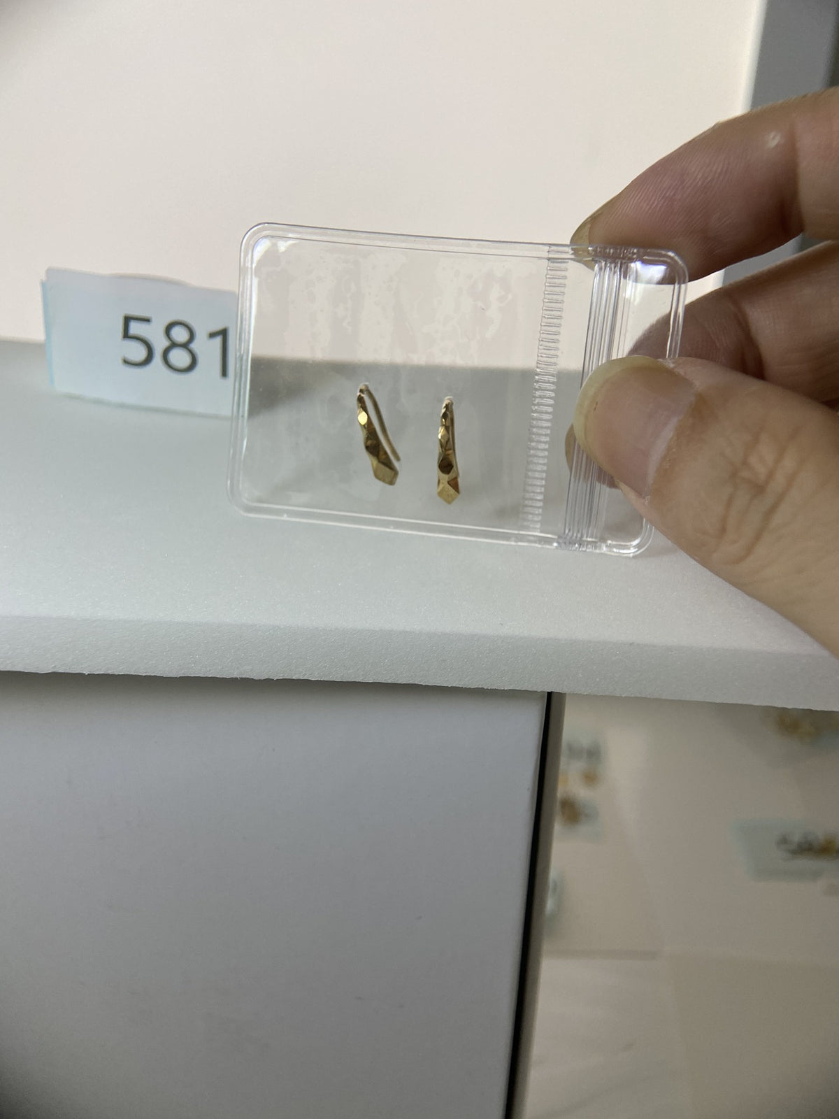 Actual product photo of 14K Solid Gold Faceted Threader Stud Earrings, reference view 1