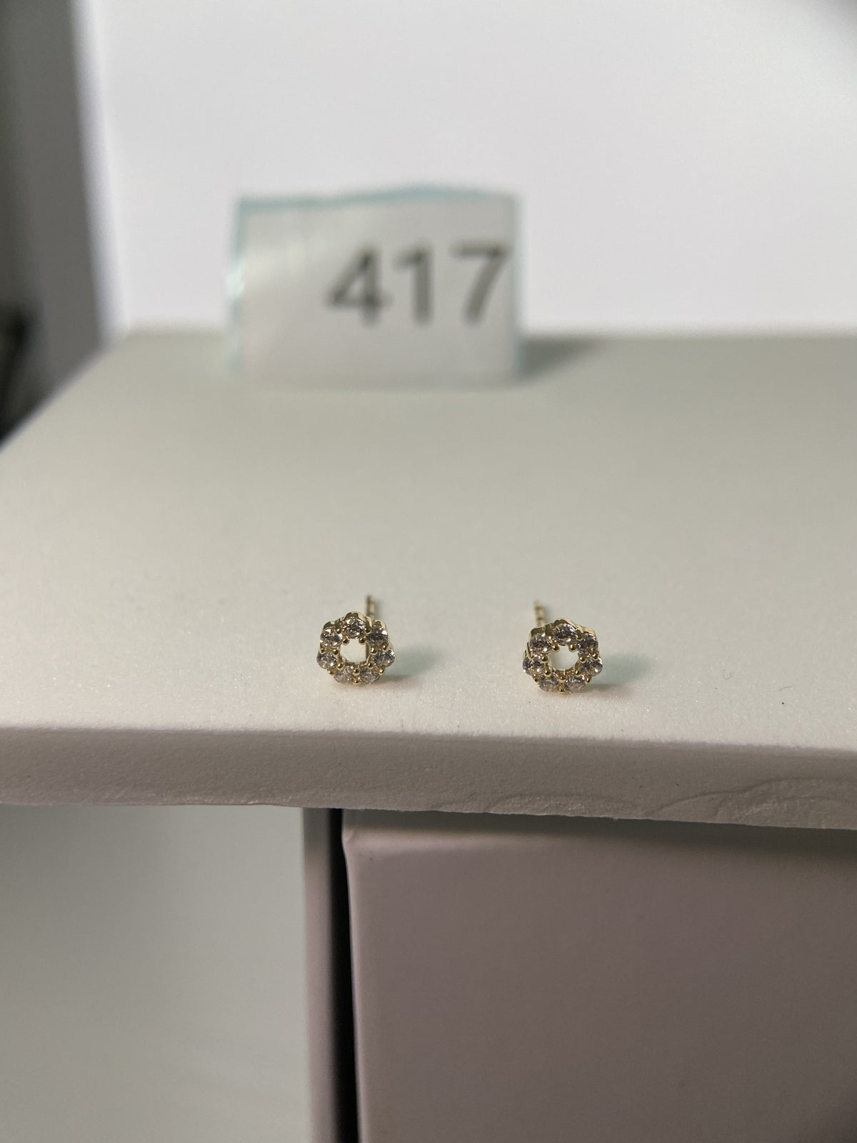 Actual product photo of 14K Solid Gold Floral Halo Stud Earrings, reference view 1