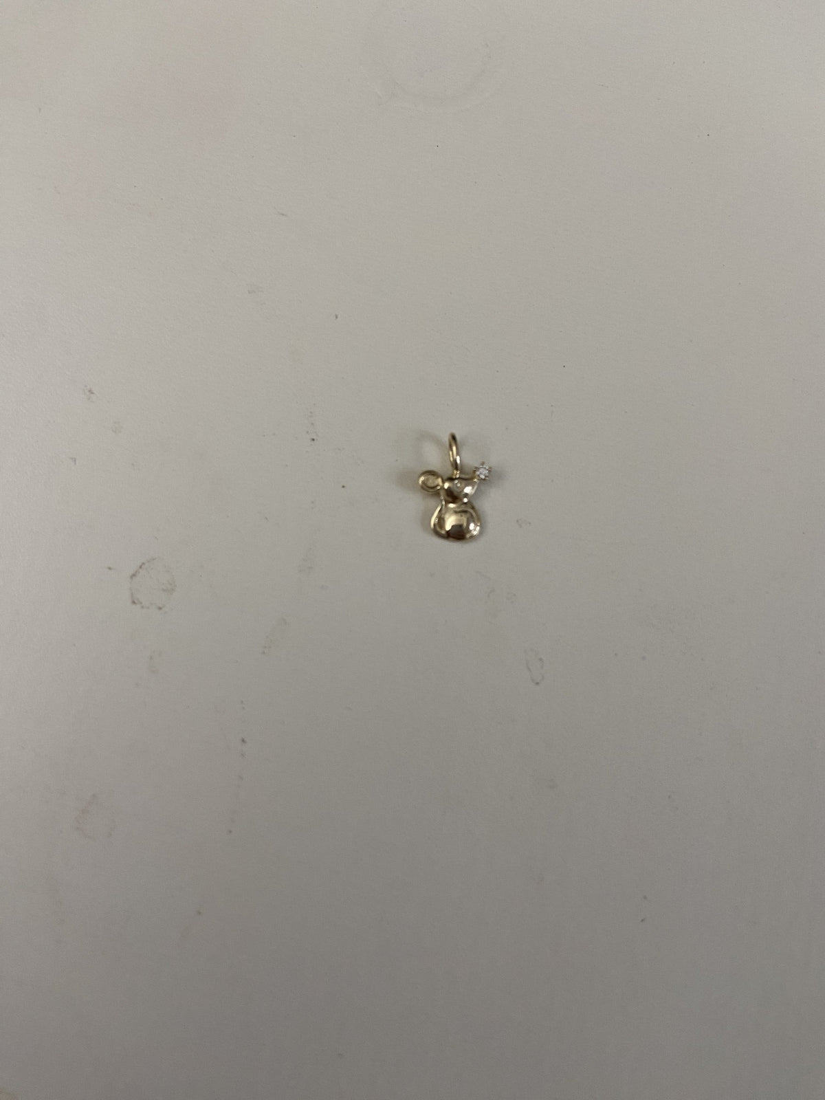 Actual product photo of 14K Solid Gold Floral Mouse Pendant, reference view 1