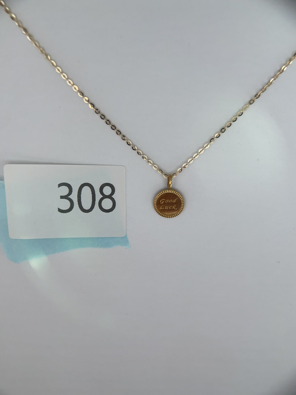 Actual product photo of 14K Solid Gold Good Luck Coin Pendant, reference view 2