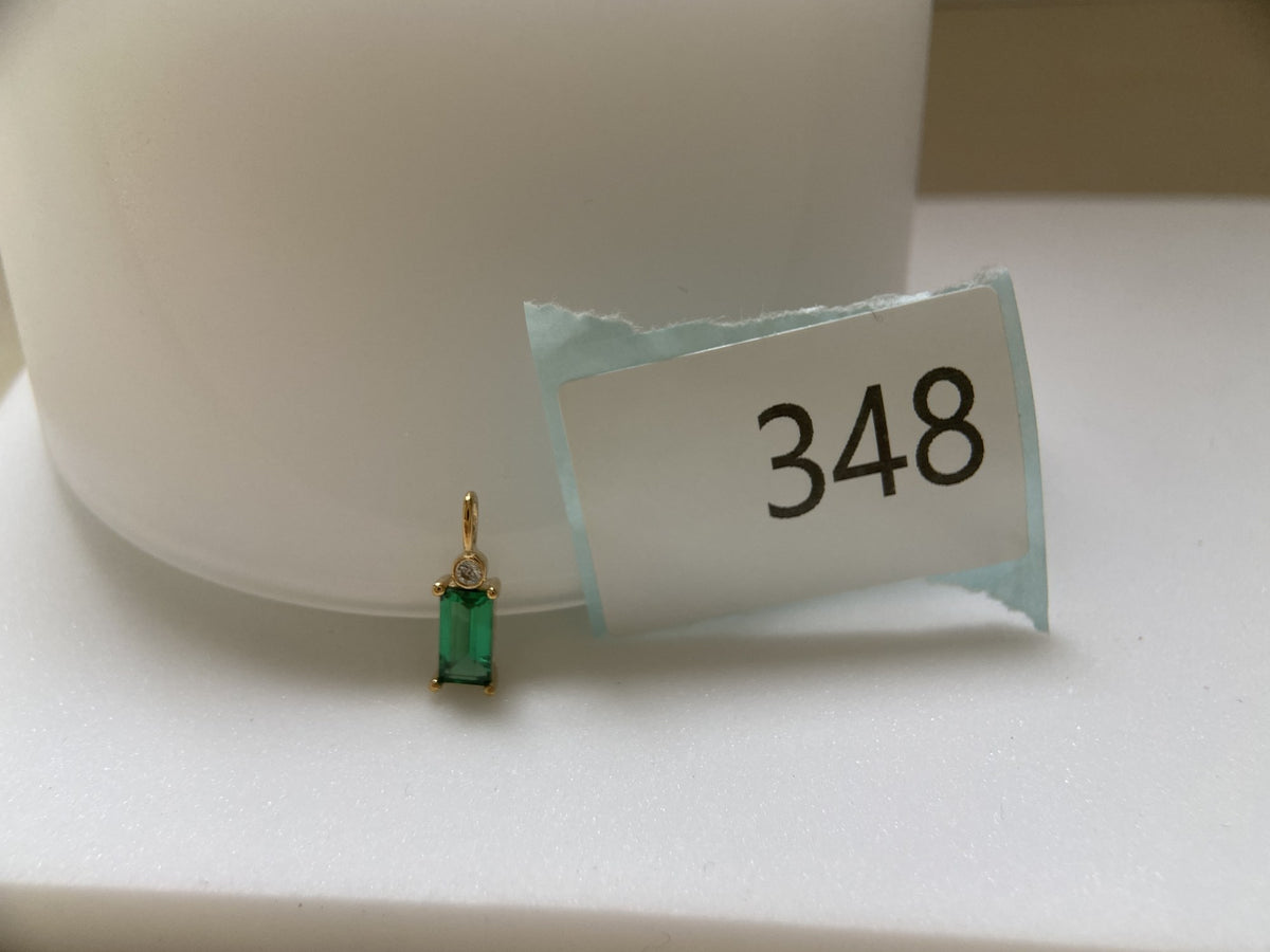 Actual product photo of 14K Solid Gold Green Rectangular Stone Pendant, reference view 1