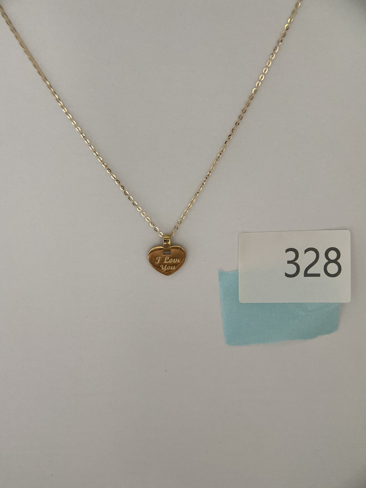 Actual product photo of 14K Solid Gold I Love You Heart Pendant, reference view 2