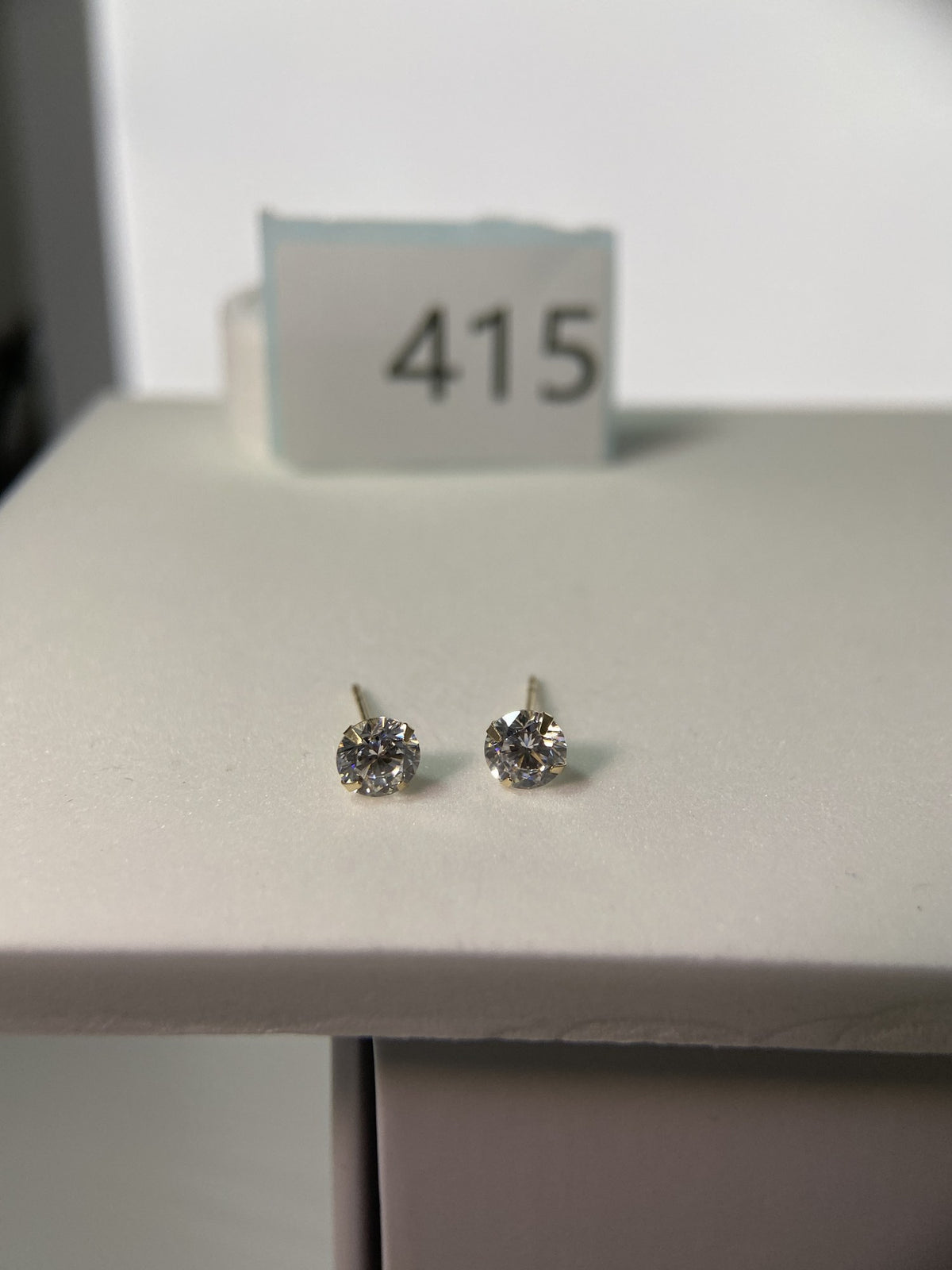 Actual product photo of 14K Solid Gold Large Round Solitaire Stud Earrings, reference view 1
