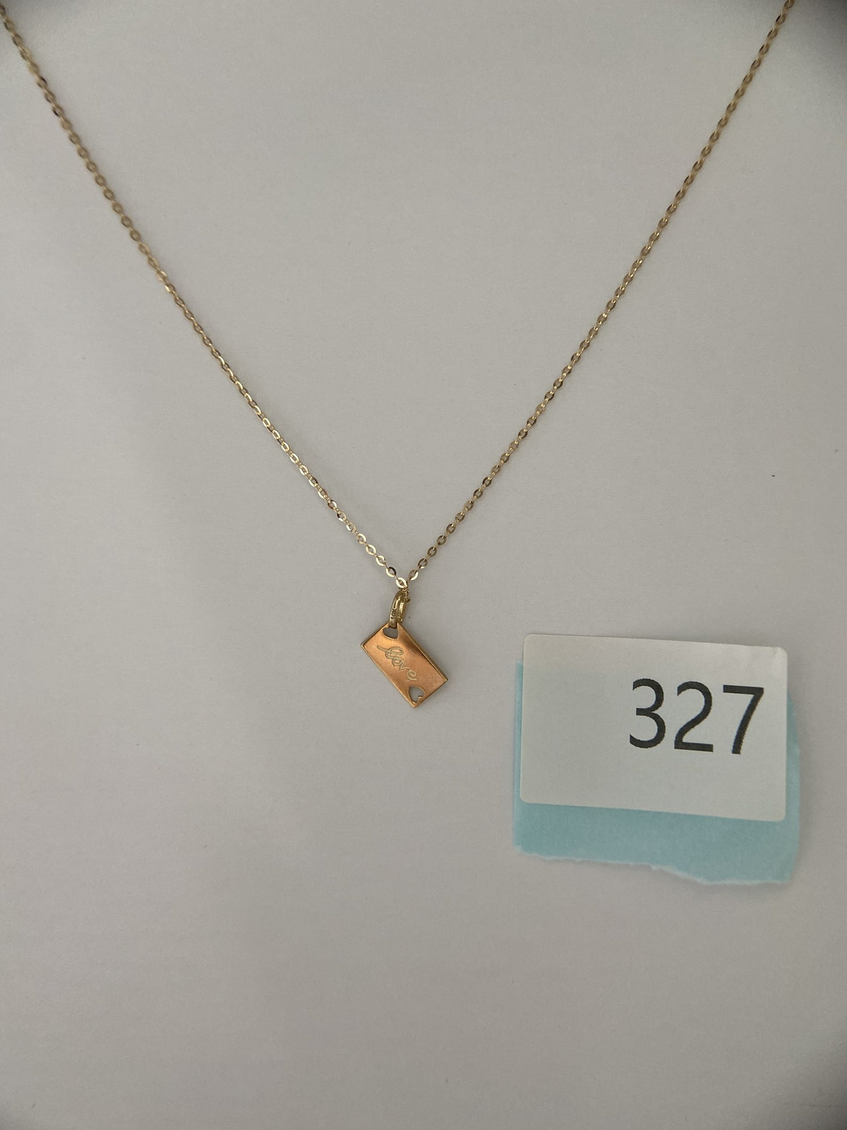 Actual product photo of 14K Solid Gold Love Tag Pendant, reference view 2