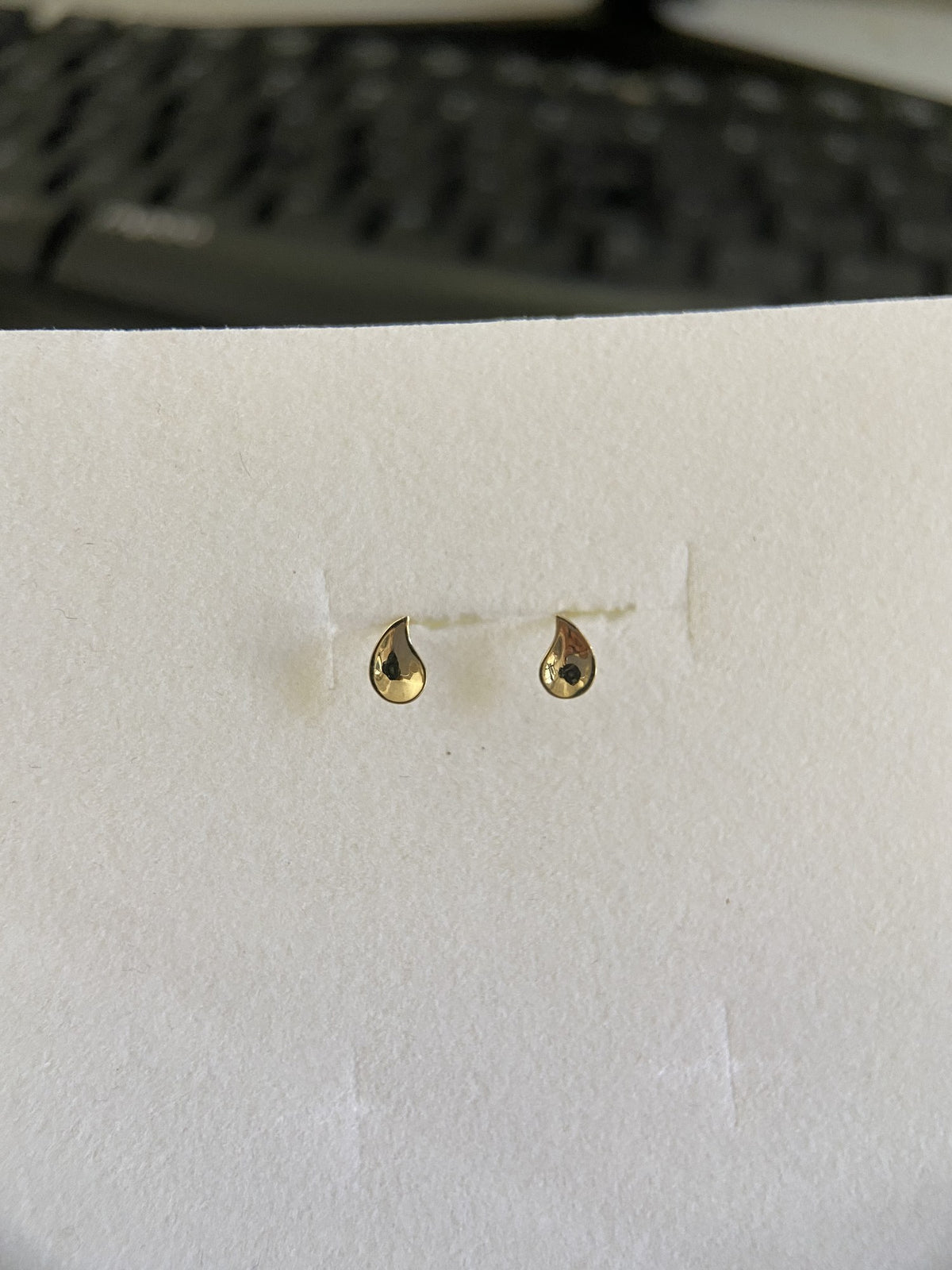 Actual product photo of 14K Solid Gold Minimal Crescent Stud Earrings, reference view 1