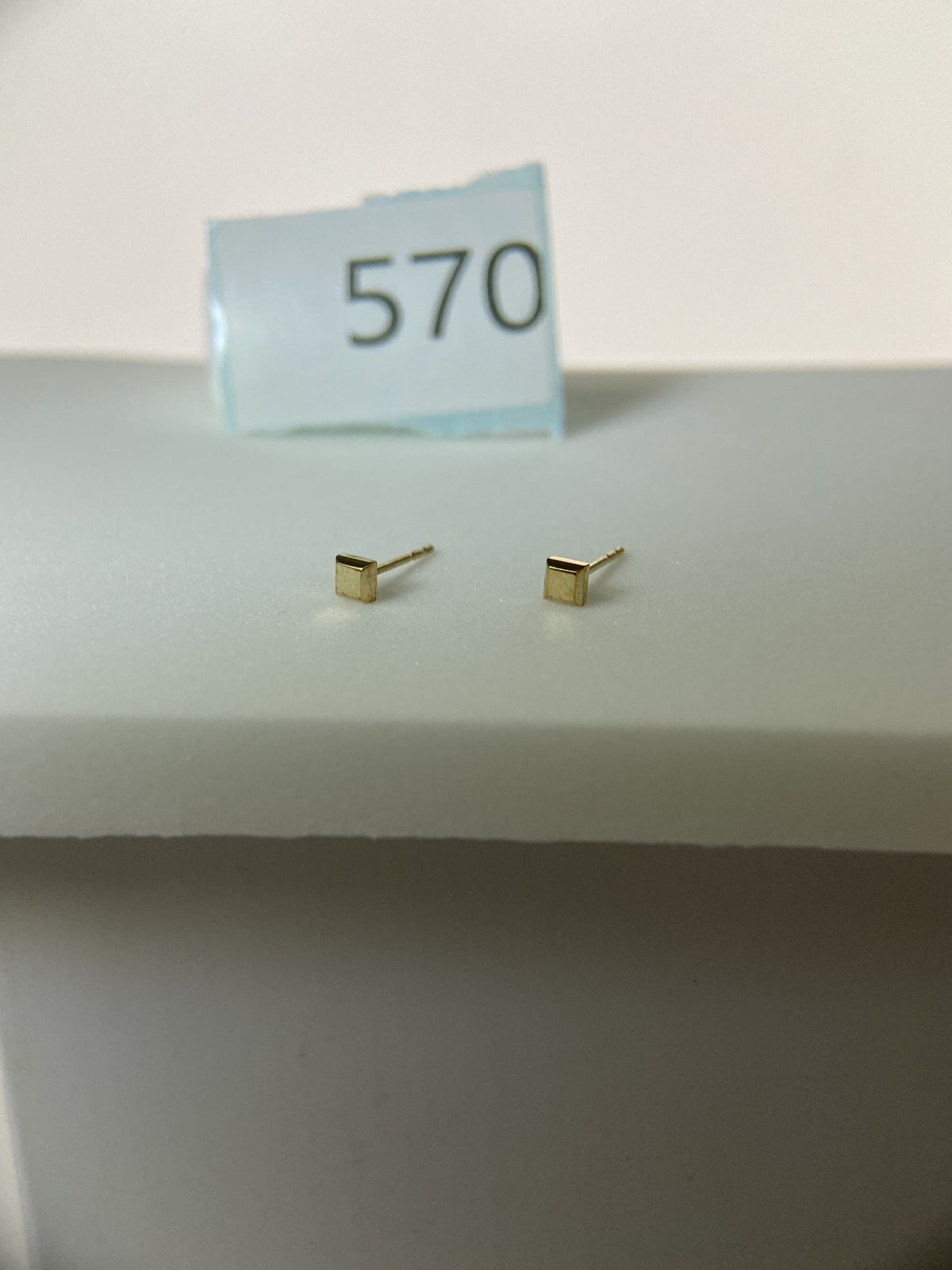 Actual product photo of 14K Solid Gold Minimal Square Stud Earrings, reference view 1