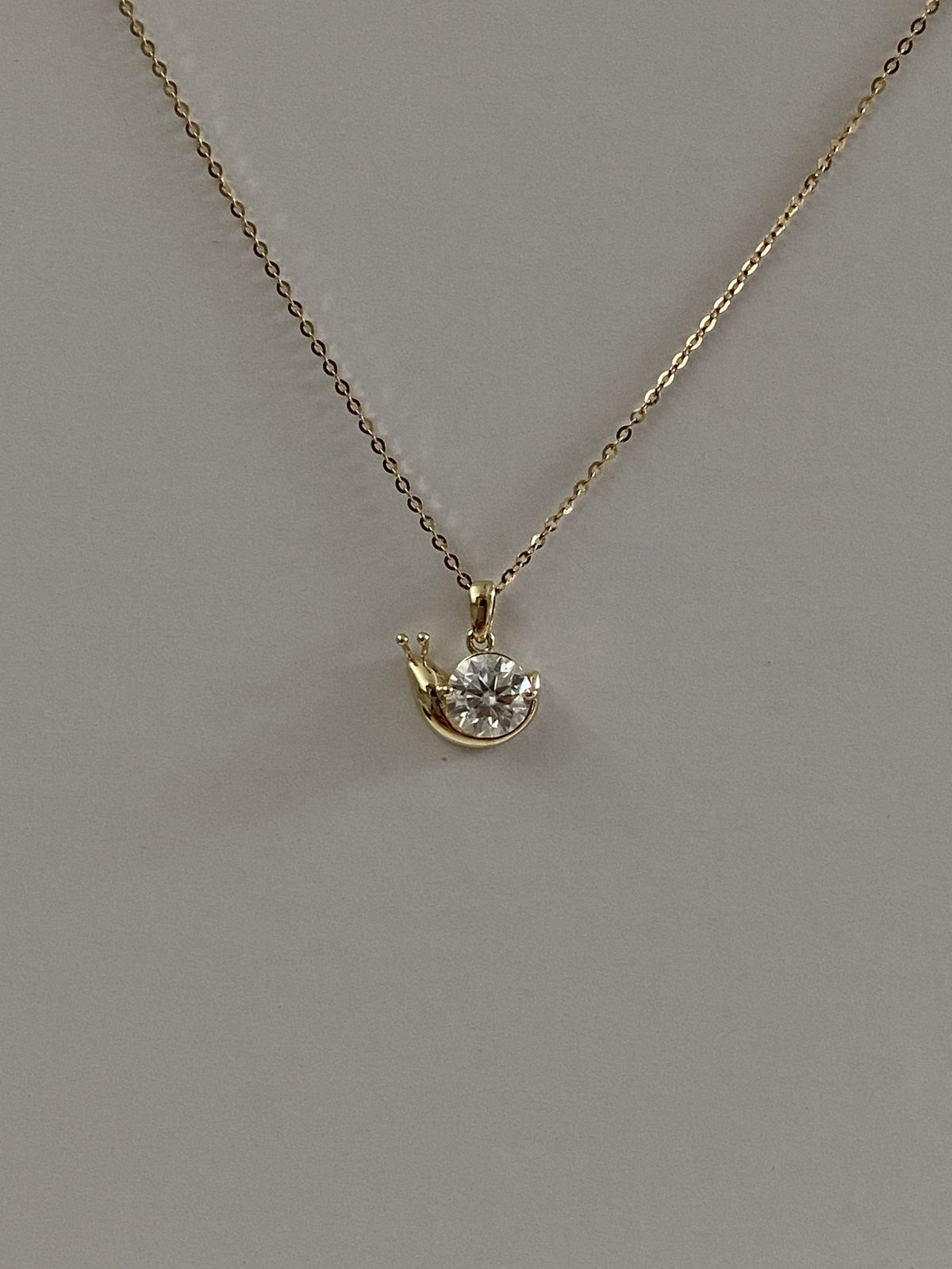 Actual product photo of 14K Solid Gold Moissanite Crescent Pendant, reference view 2