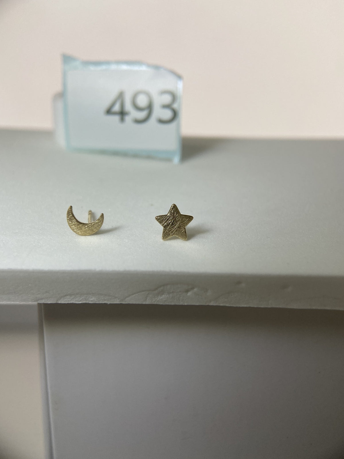Actual product photo of 14K Solid Gold Moon Star Stud Earrings, reference view 1