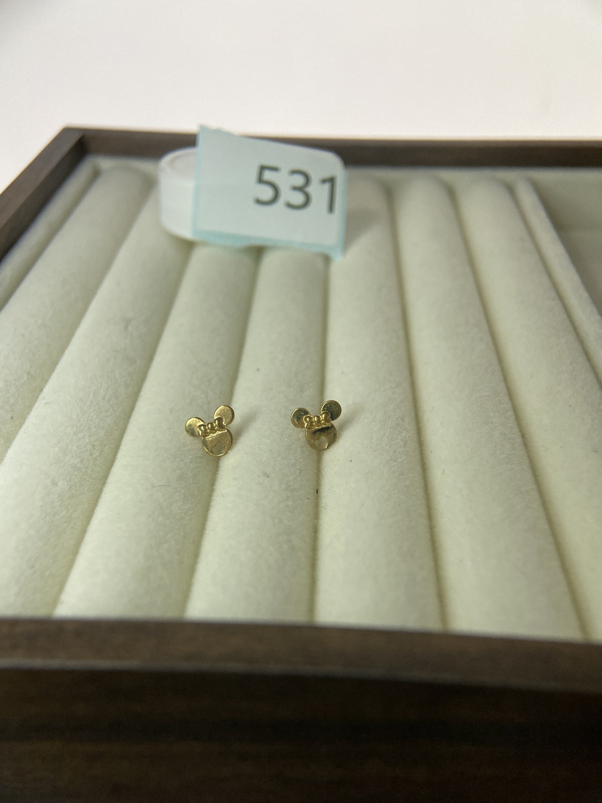 Actual product photo of 14K Solid Gold Mouse Face Stud Earrings, reference view 1