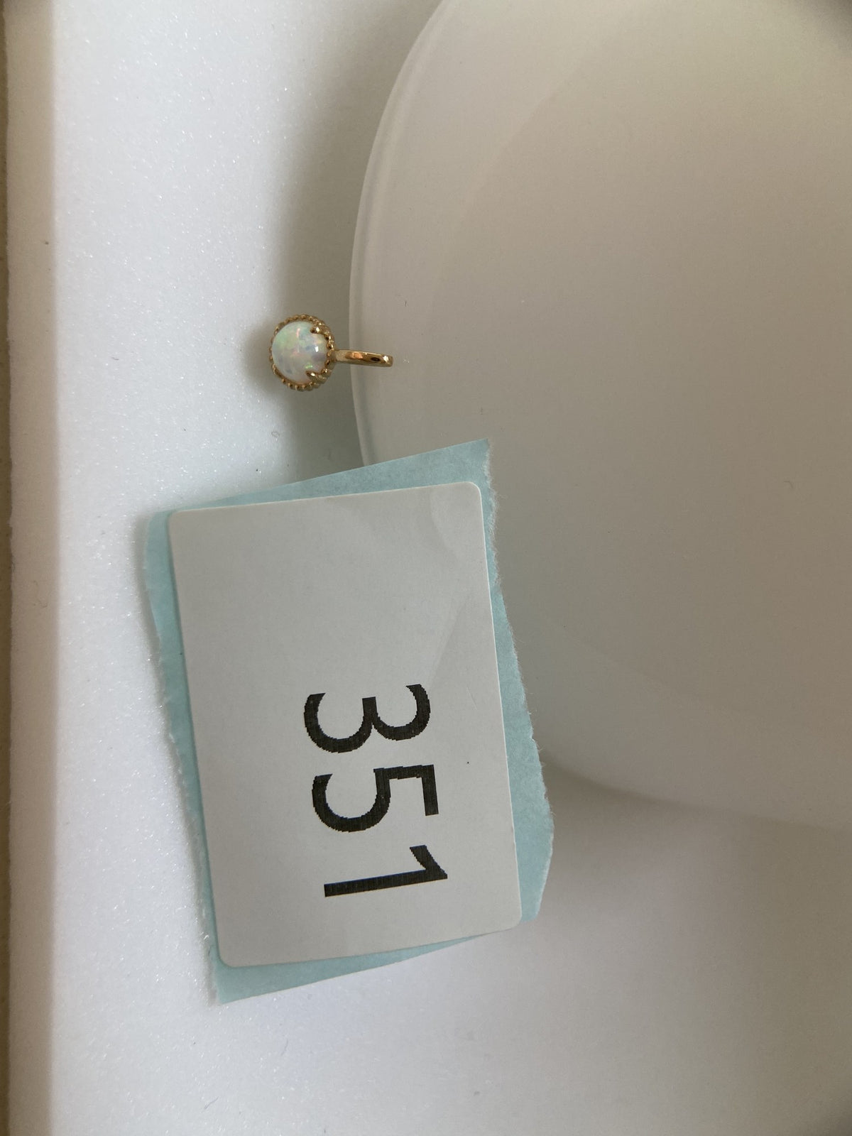 Actual product photo of 14K Solid Gold Opalescent Round Halo Pendant, reference view 2