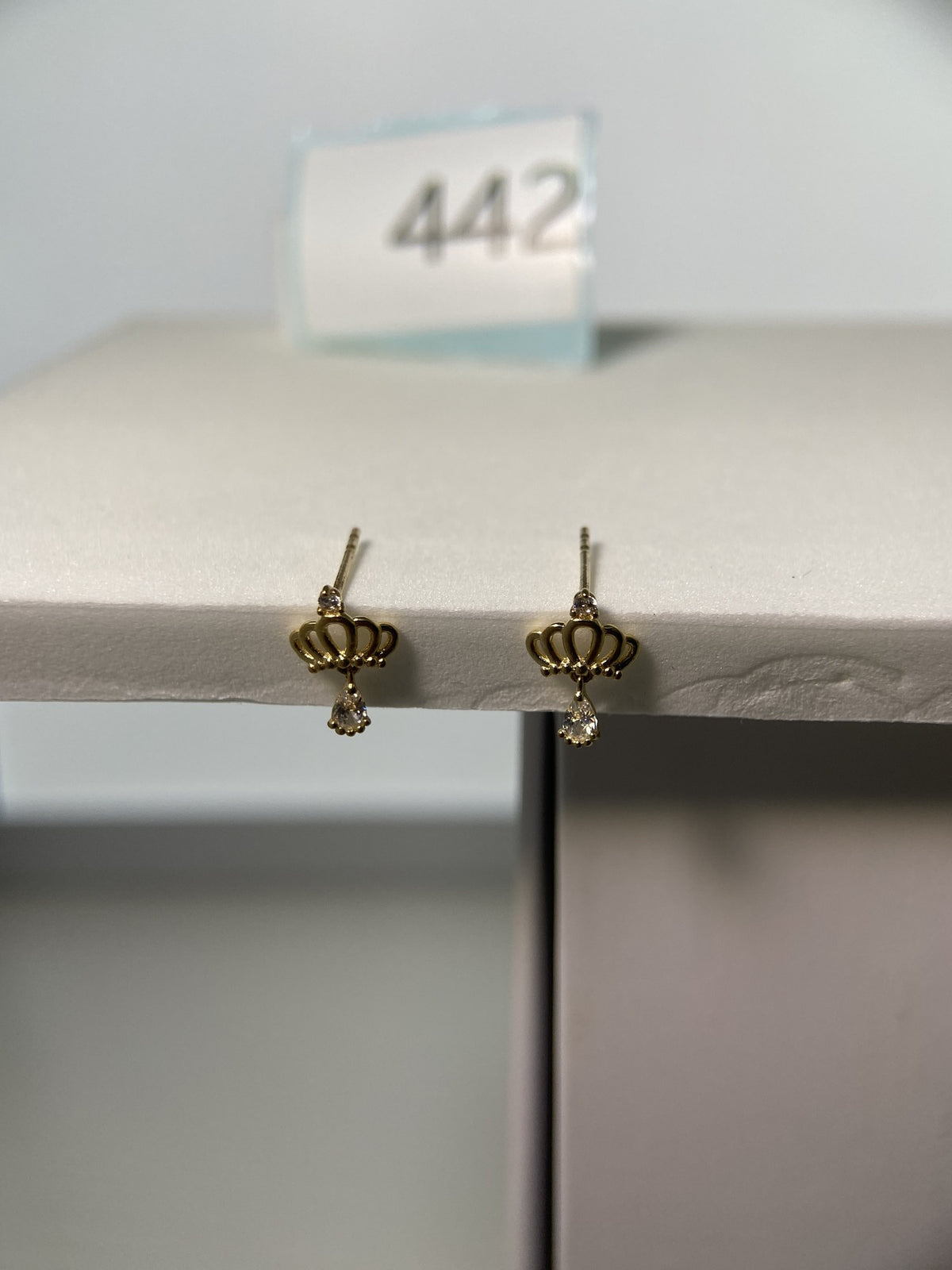 Actual product photo of 14K Solid Gold Ornate Teardrop Drop Stud Earrings, reference view 1