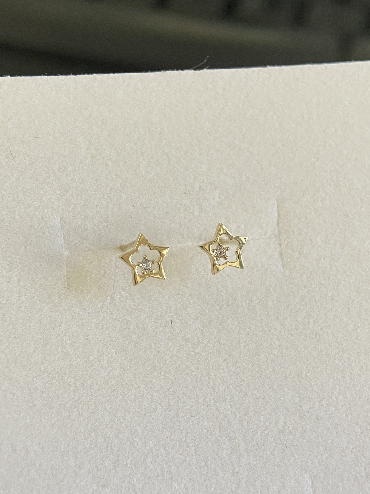 Actual product photo of 14K Solid Gold Outline Star Stud Earrings, reference view 1