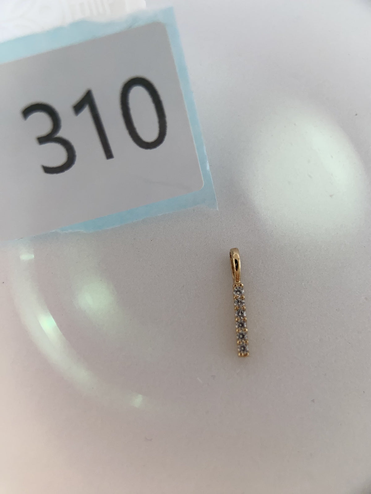 Actual product photo of 14K Solid Gold Pavé Bar Pendant, reference view 1