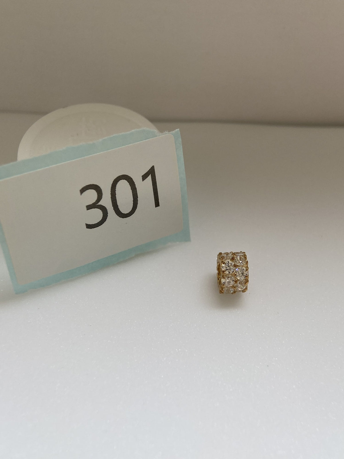 Actual product photo of 14K Solid Gold Pavé Barrel Charm Pendant, reference view 1