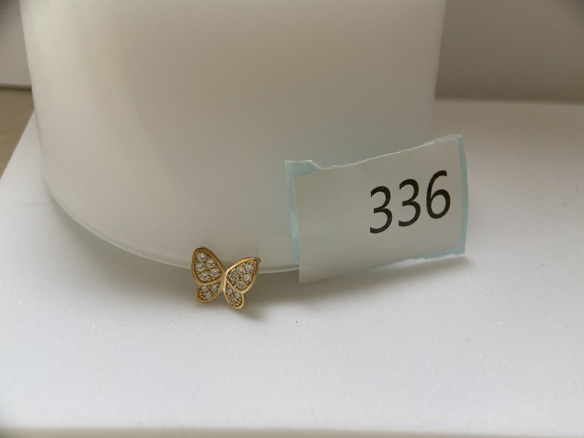 Actual product photo of 14K Solid Gold Pavé Butterfly Pendant, reference view 1