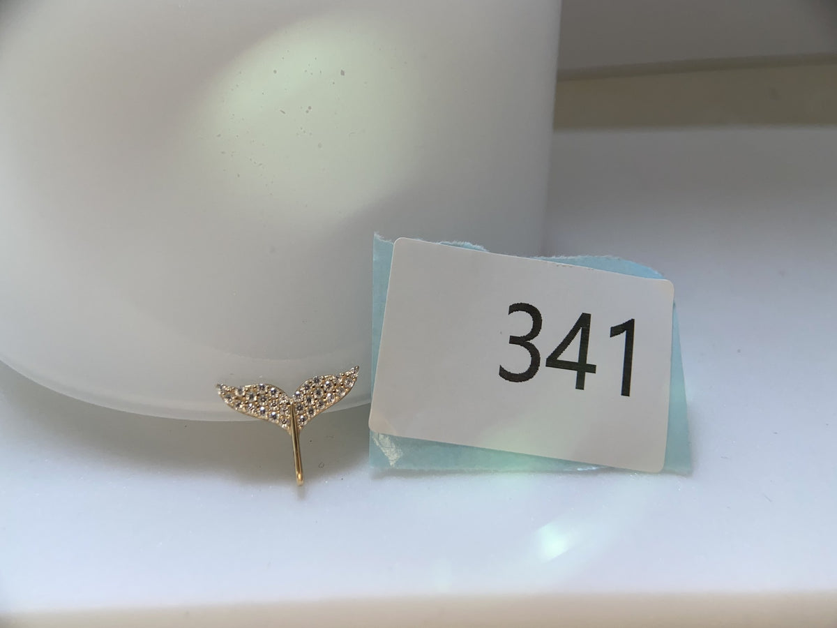 Actual product photo of 14K Solid Gold Pavé Whale Tail Pendant, reference view 2