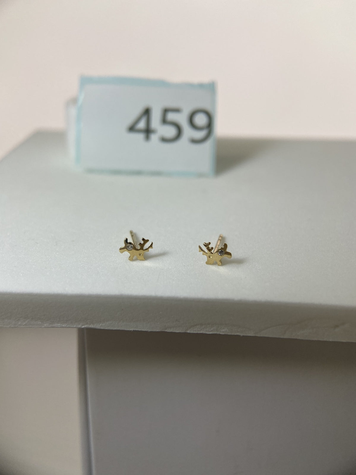 Actual product photo of 14K Solid Gold Petite Antler Stud Earrings, reference view 1