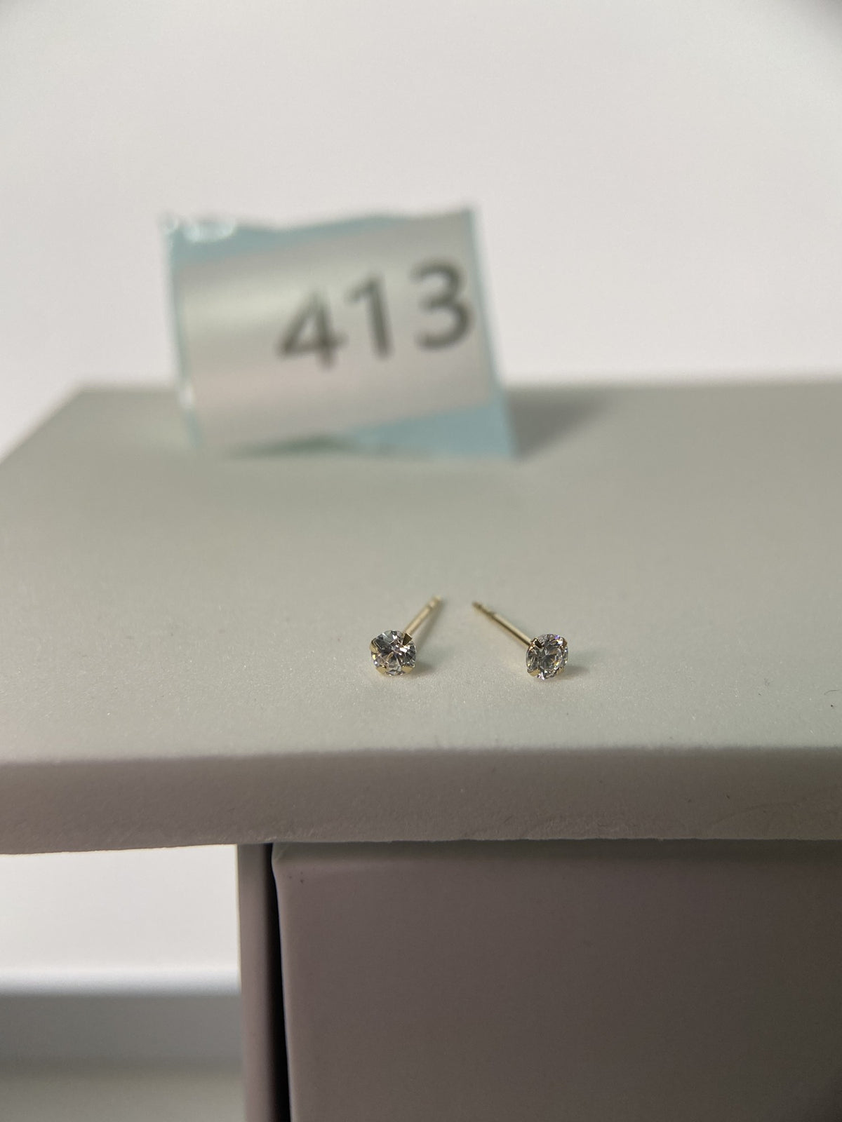Actual product photo of 14K Solid Gold Petite Round Solitaire Stud Earrings, reference view 1