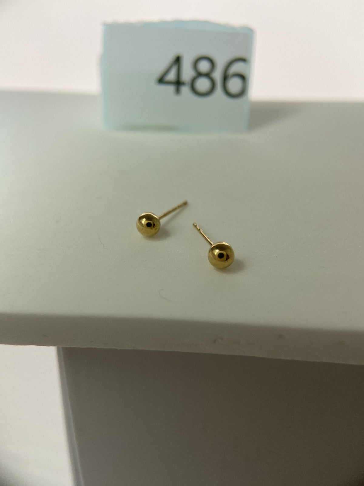 Actual product photo of 14K Solid Gold Polished Gold Ball Stud Earrings, reference view 1