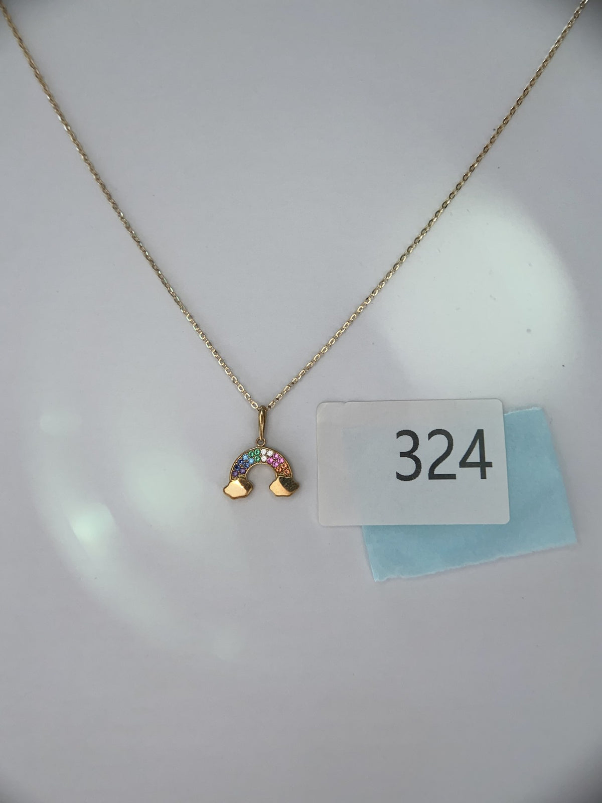 Actual product photo of 14K Solid Gold Rainbow Pendant, reference view 1