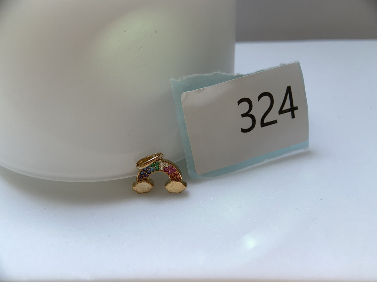 Actual product photo of 14K Solid Gold Rainbow Pendant, reference view 2