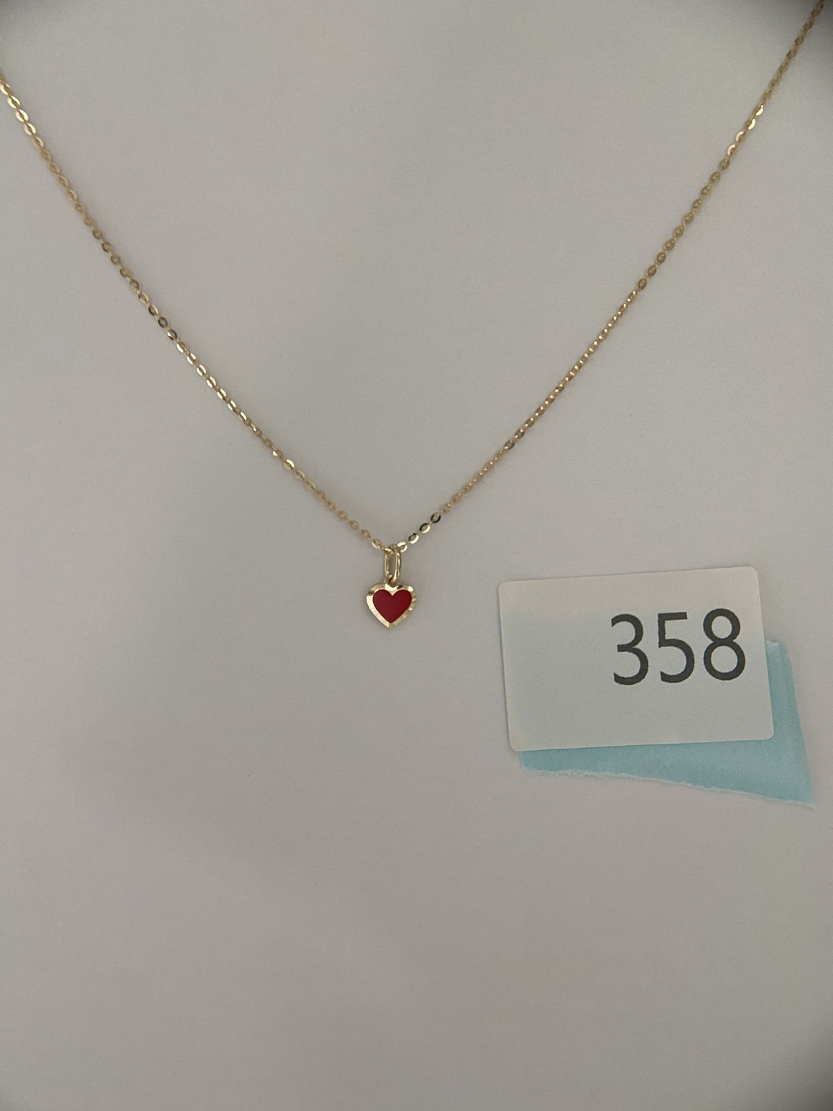 Actual product photo of 14K Solid Gold Red Enamel Drop Pendant, reference view 2