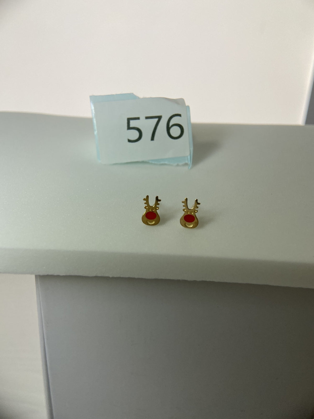 Actual product photo of 14K Solid Gold Red Teddy Bear Stud Earrings, reference view 1