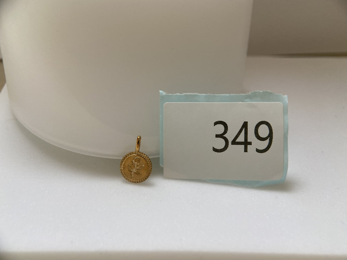 Actual product photo of 14K Solid Gold Rose Coin Pendant, reference view 1