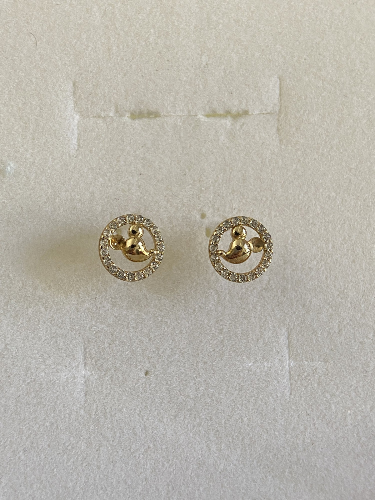 Actual product photo of 14K Solid Gold Rose Crystal Halo Stud Earrings, reference view 1