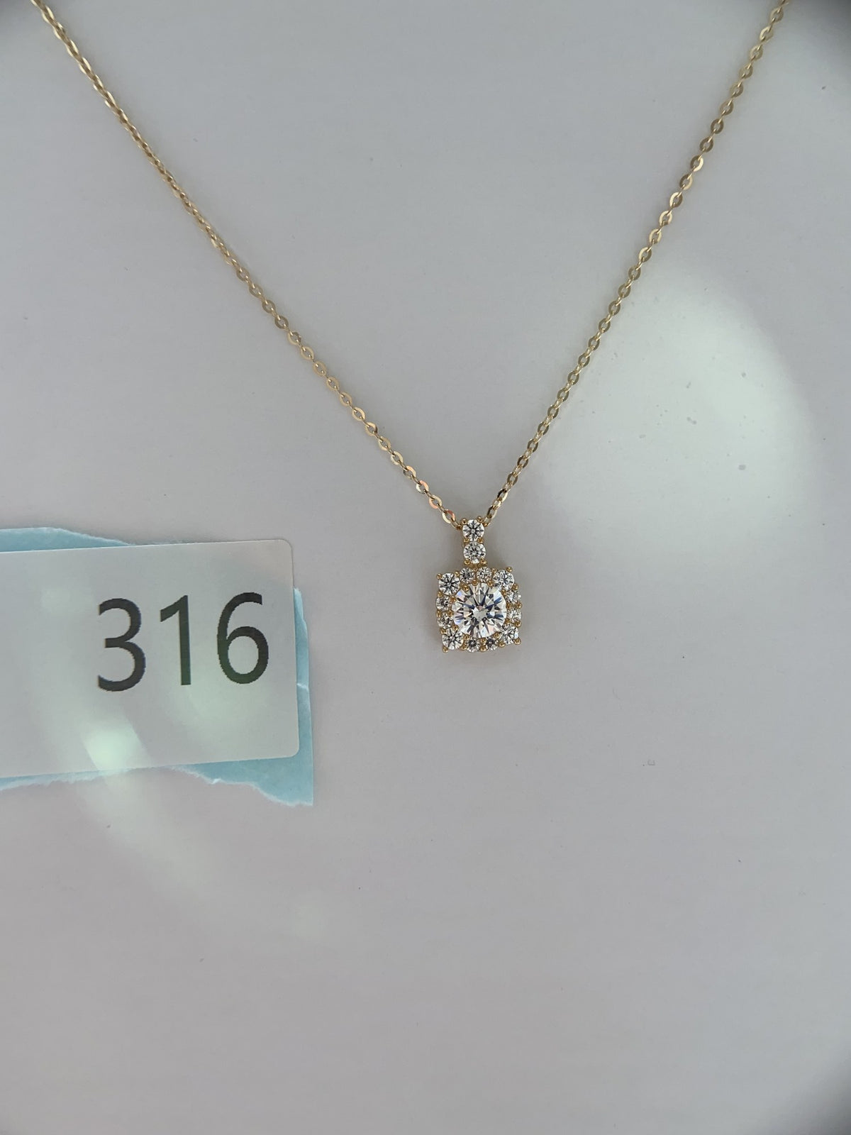 Actual product photo of 14K Solid Gold Round Halo Pendant, reference view 1