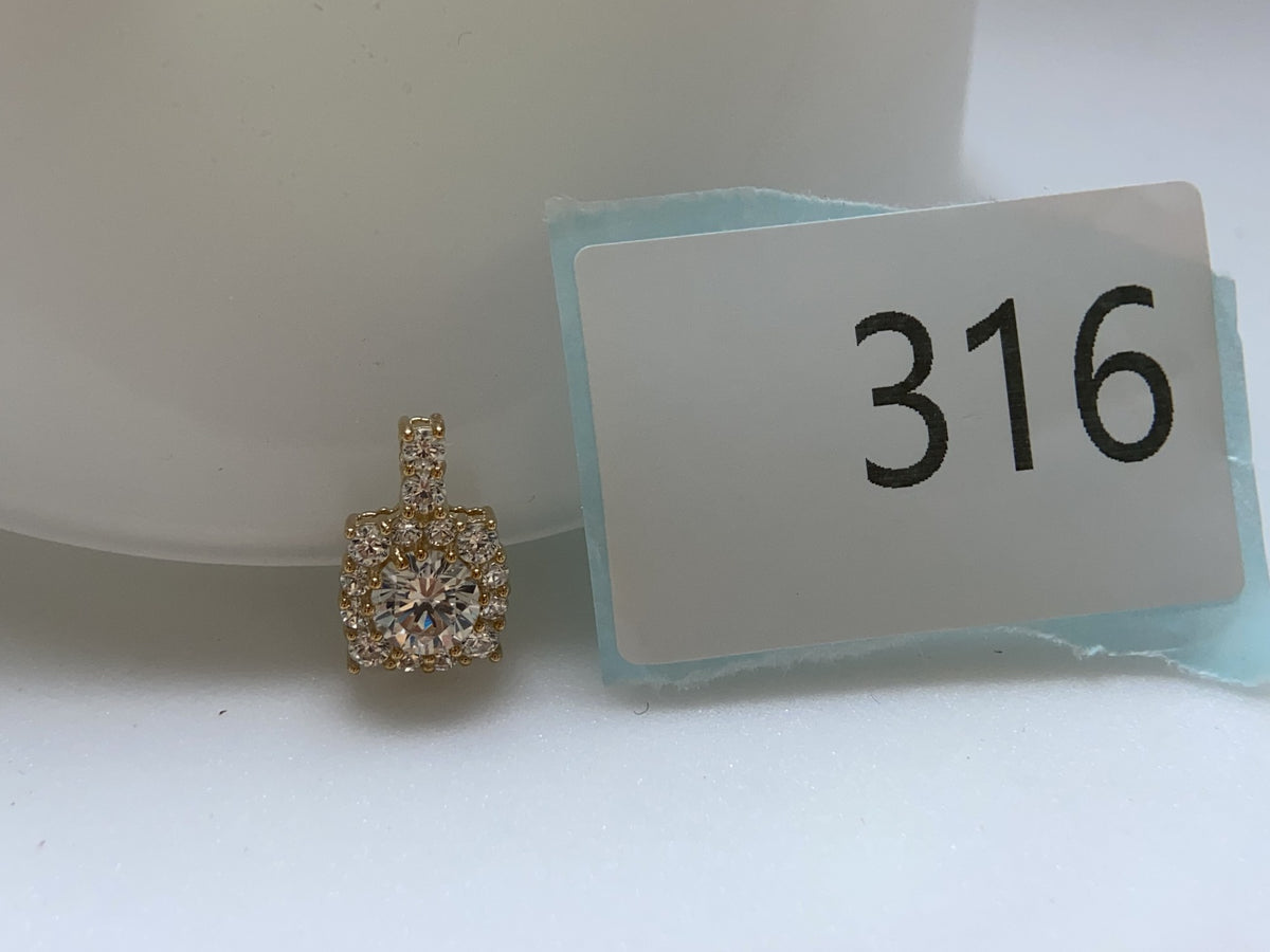Actual product photo of 14K Solid Gold Round Halo Pendant, reference view 2
