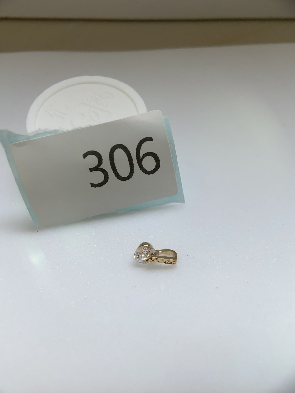 Actual product photo of 14K Solid Gold Solitaire Drop Pendant, reference view 1