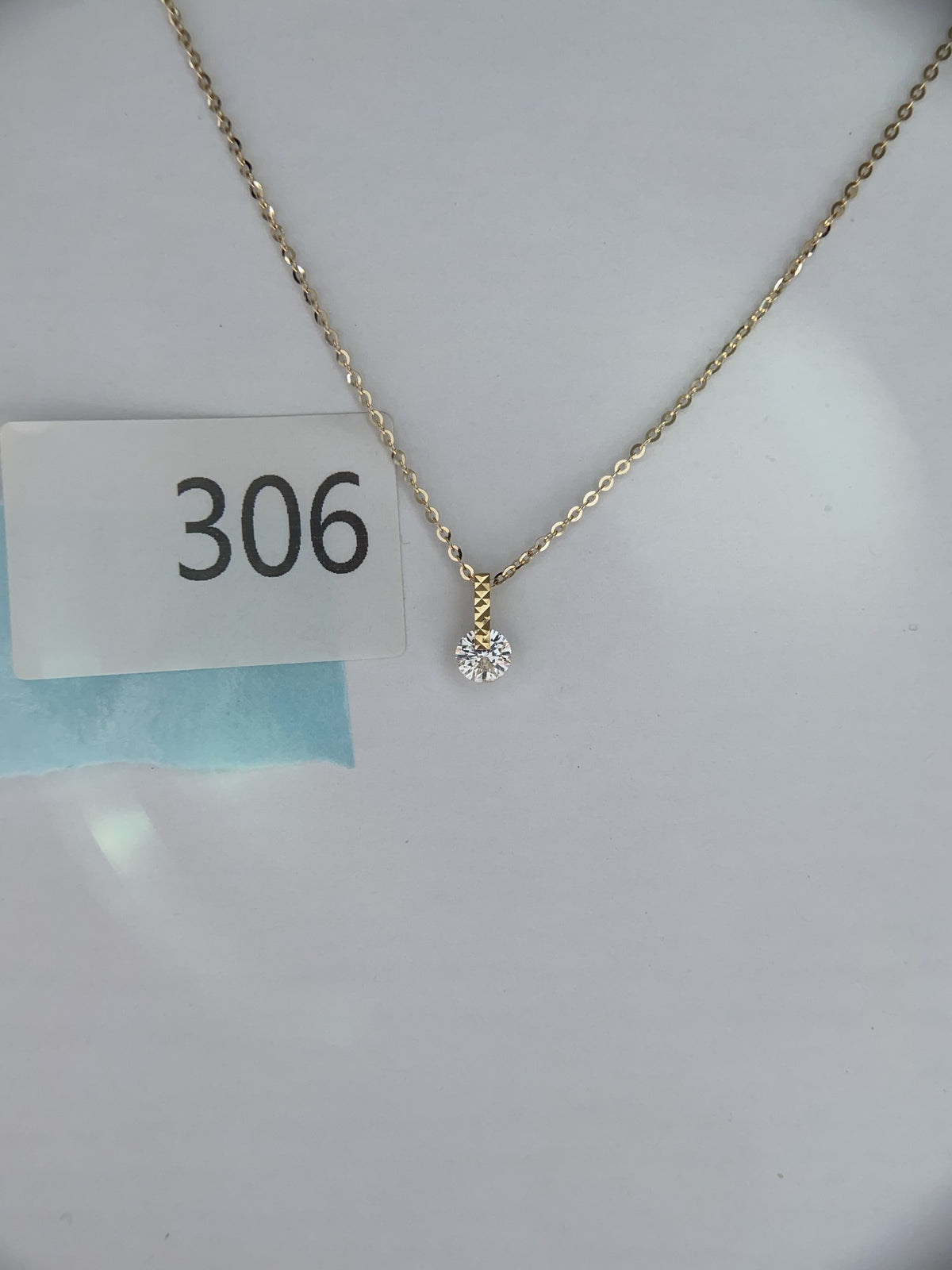 Actual product photo of 14K Solid Gold Solitaire Drop Pendant, reference view 2